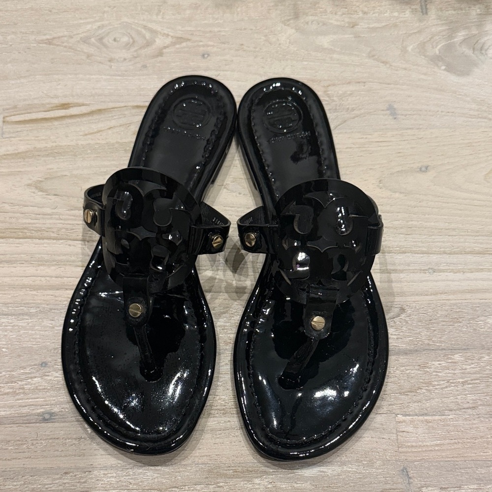 Tory Burch Glossy Black Sandals